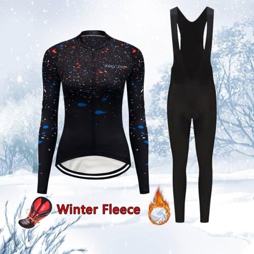 Free Shipping Women Winter Thermal Fleece Cycling Jersey Set Kit 2021 Bicycle Clothes MTB Suit Female Dress Road Bike Clothing