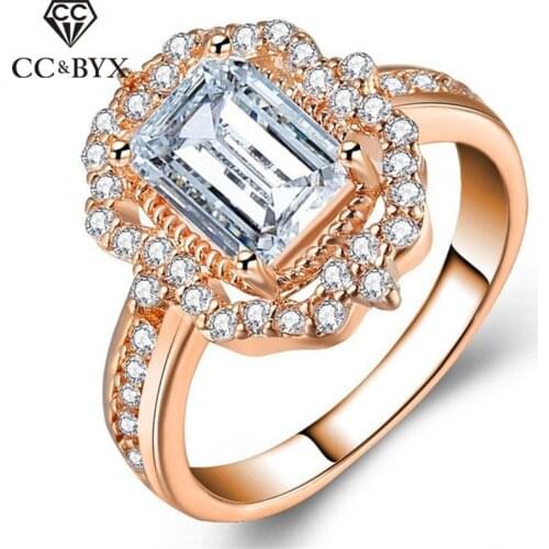 CC Rings For Women Luxury Cubic Zirconia Diamant Square Stone Ring Bridal Wedding Engagement Accessories Drop Shipping CC2150