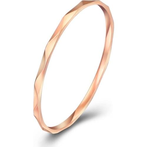 Solid 18K Rose Gold Ring Women AU750 Gold Shiny Wedding Ring Band