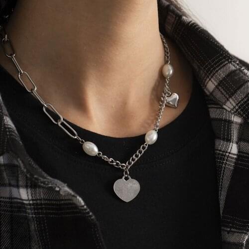 Heart Chain Necklace Neck Chains Lock Pendant Jewelry For Women Punk Choker Padlock Goth Jewelry Grunge Aesthetic Accessories