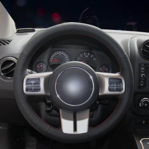 Handsewing Black Artificial Leather Steering Wheel Covers for Jeep Grand Cherokee 2011 12 13 Compass Wrangler Patriot 2011-2016