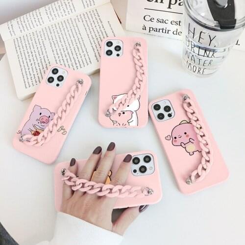 TPU Cat Case For Samsung Galaxy A03S A02S A20E A12 A51 A21S A22 A40 A50 A52 A70 A71 A72 A10 A30 A32 A31 M32 Bracelet Chain Capas