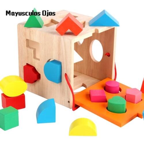 Early Childhood Education 16-hole Intelligence Box Shape Matching Wooden Educational Toys