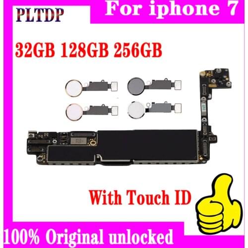 For iPhone 7 4.7inch Motherboard Unlock Mainboard With Touch ID/Without Touch ID Plate 100% Original IOS Installed Logic Board
