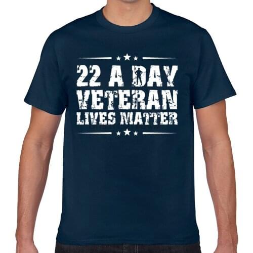 Tops T Shirt Men 22 a day veteran lives matter Basic Black Custom Male Tshirt