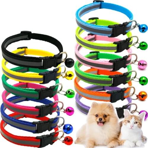 Hot Sale Adjustable Nylon Dog Collars Pet Collars with Bells Charm Necklace Collar for Little Dogs Cat Collars Pet Supplies