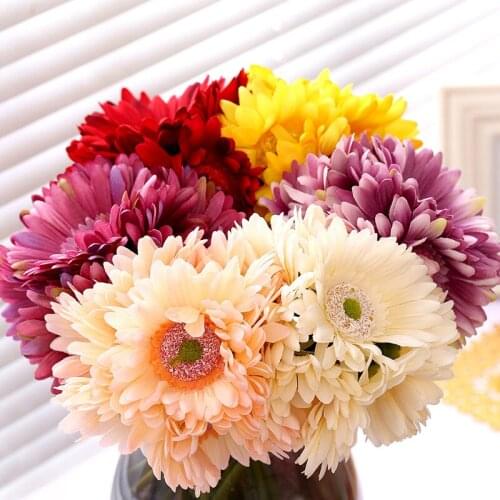 Artificial flower bouquet gerbera sunflower decoration fake flowers bouquet chrysanthemum for home wedding party decor