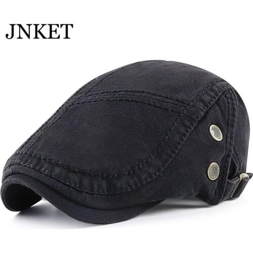 JNKET Mens Cotton Flat Cap Solid Color Newsboy Hats Casual Duckbill Cap Driving Cap
