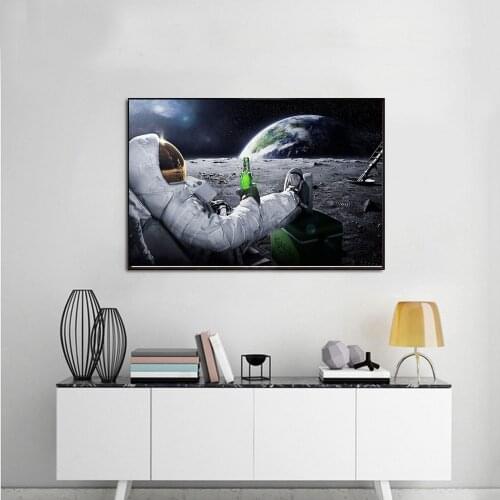 HD Canvas Painting Wall Art Picture Outer Space Earth Astronauts Moon Canvas Poster Wall Pictures Home Room Decor