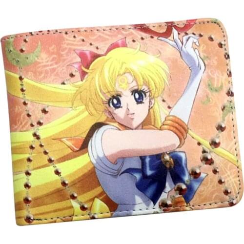 Cartoon Anime SAILOR MOON PU Leather Wallets For Girl Bifold women Wallet With ID Windows ID Card Holder Money Clip