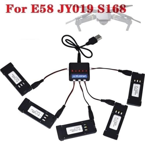 3.7V 500mAH Lipo Battery + 5-IN-1 Charger for E58 JY019 S168 For RC Drone Quadcopter Spare Parts 3.7v Rechargeable battery