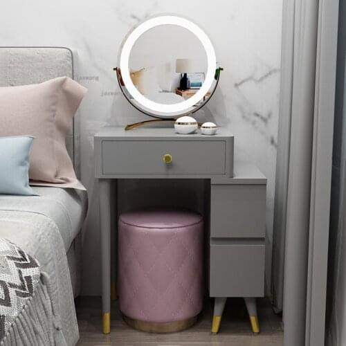 Nordic Style Bedroom Furniture Dressing Table Hotel Bedside Cabinet Dormitory Storage Cabinet Small Apartment Makeup Table Chair