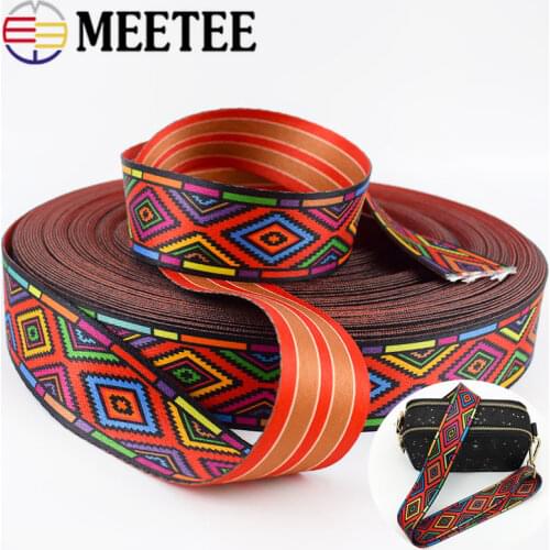 Meetee 5Meters 38mm Fashion Printed Ethnic Jacquard Webbing Bags Strap Belt Ribbon DIY Textile Clothing Belt Decor Sew Accessory