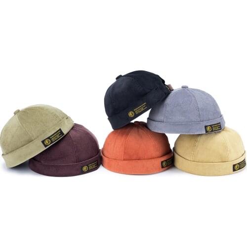 Clape Retro Corduroy Original Docker Sailor Biker Cap Brimless Skullcap Men Trend Hip-hop Hat Cuffed Habour Hat Bonnet Dad Caps
