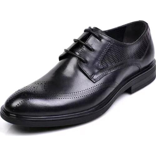 New Brogues Men Dress Shoes Business Formal Male Shoes Office Genuine Leather Brock Elegant Wedding Shoes Autumn New Footwear