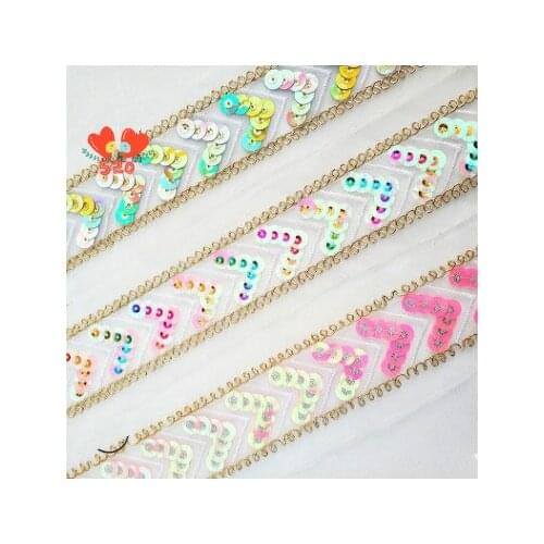 New Sequined Barcode Lace Creative Hollow Mesh Embroidered Ribbon Clothing Accessories Gradient Sequin Embroidery