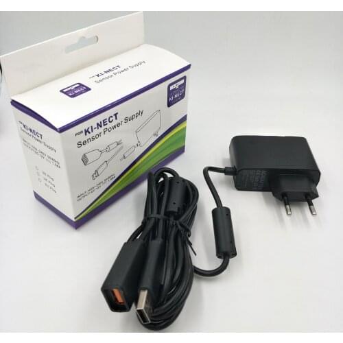 New EU USB AC Adapter Power Supply with USB charging cable for Xbox 360 XBOX360 Kinect Sensor