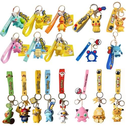 Original Pokemon Keychain Pikachu Keychains Anime Action Figure Cute Pokémon Keyring Cartoon Decoration Childern Girl Gift Toys
