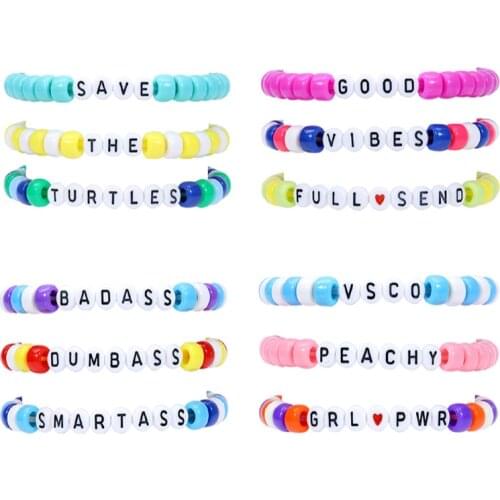 QIMOSHI Friendship Bracelet Handcrafted Handmade Plur Accessory EDM Music Festival Words Beaded String Bracelets