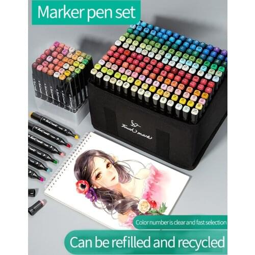 Art marker set oily double head comics student children stationery watercolor pen 30/48/60/80 colors sketching painting supplies