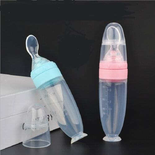 IMBABY 90ML Safe Newborn Baby Feeding Bottle Toddler Silicone Squeeze Feeding Spoon Milk Bottle Training Spoon Russian Warehouse