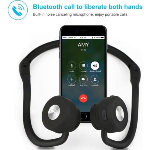 Foldable Bone Conduction Headsets Bluetooth 4.1 Wireless Stereo Sports Earphone Headphone with Microphone For the hearing aid
