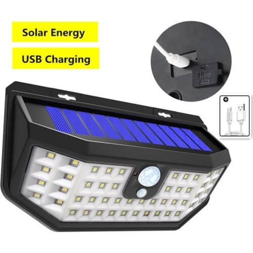 Solar Light with 3 Working Mode Solar+USB Charging Motion Sensor Lights IP65 Waterproof Solar Lamp for Outdoors Yard Garden Wall