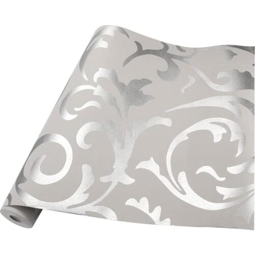 3D Wallpaper Modern Non-Woven Sliver Flower Pattern Wallpaper Home Decor Wallpaper for Home Living Room Bedroom Indoor