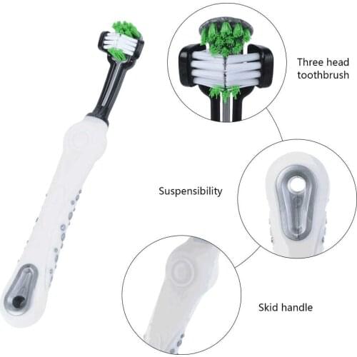 Pet supplies Three-headed toothbrush multi-angle cleaning Tartar Large dog use