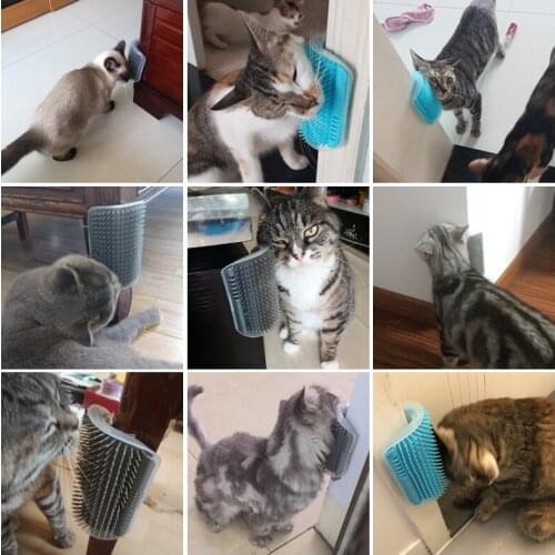 1 Pcs Cat Comfortable Brush For Long Hair Squeaky Face Massage Comb Comfortable Self Grooming Brush Free Hand Wall Toy For Cats