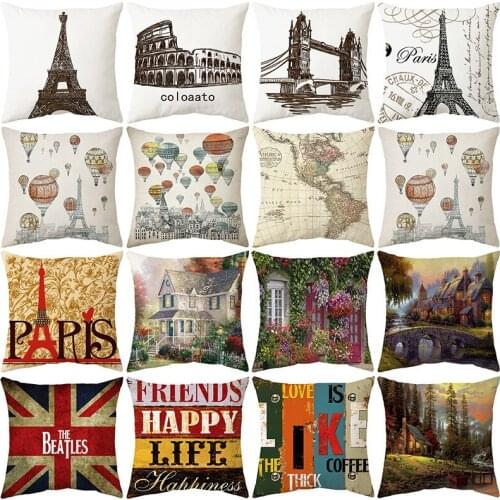 World famous buildings Iron tower Arena Windmill Pillowcase Pillowcase Cushion cover Cushion cover Home decoration