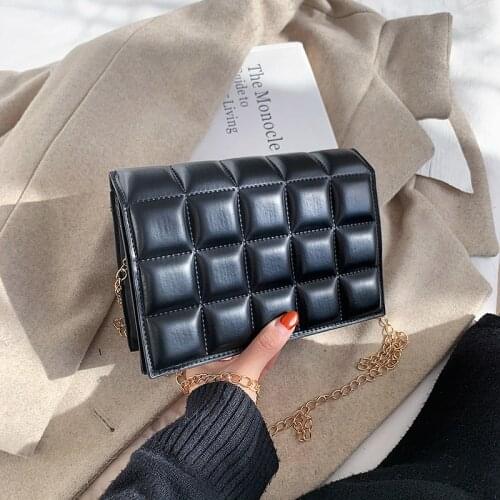 Women Bag Winter 2021 New Trendy Checkered Shoulder Bag Crossbody Small Square Bag Handbag PU Leather Brand Trend Handbag Sac