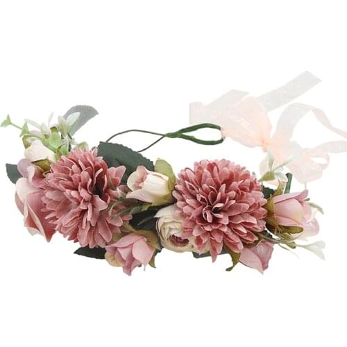 Haimekang Wedding Floral Crown Head Band for Women Fashion Floral Wreath Flower Headband Bridesmaid Garland Hair Accessories