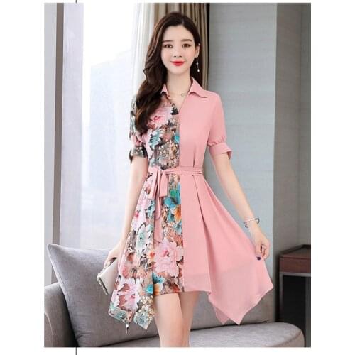 Summer Temperament Dress New Womens Korean Version Of Self-Fitting Stitching Public Floral Dress 2020 Hot Sale A669