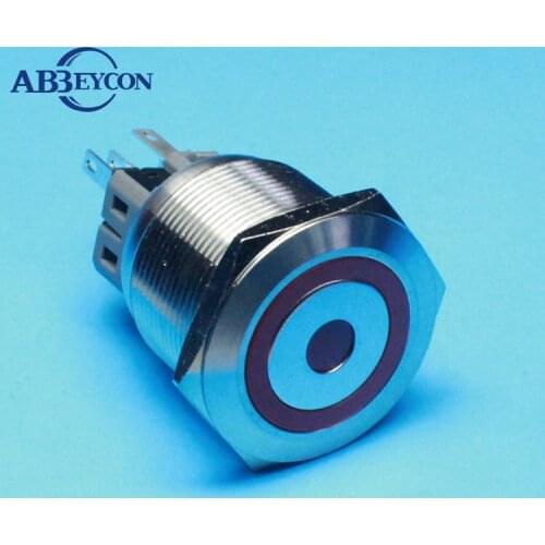 2213Z 22MM 24V ring and dot LED ip67 white led metal illuminated Latching switch