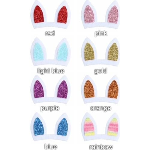 30pcs/lot ,Easter Glitter Metallic Padded Bunny Ears For Girls DIY Headband Felt Fabric Rabbit Ear Hair Bow Hair Accessorie