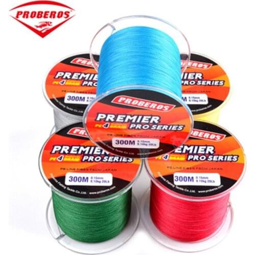 300M PE Braided Fishing Line Premier Pro Series 0.4-10Code 6-100LB Fishing Braid Sturdy Fishing Leashes Rope Yellow Blue