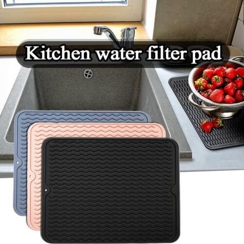 400*300*4mm Drying Heat Insulation Soft Rubber Dishes Sink Mat Table Kitchen Home Anti Slip Drying Dishes Drain Mat Foldable