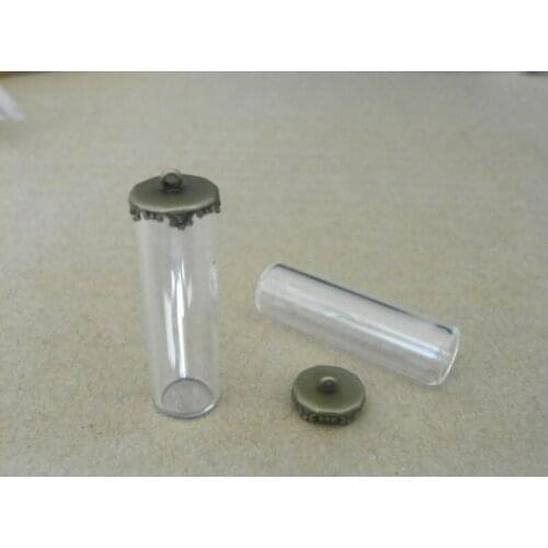 40x12mm DIY One side open tube shap glass globe bronze crown base glass globe nacklace pendant