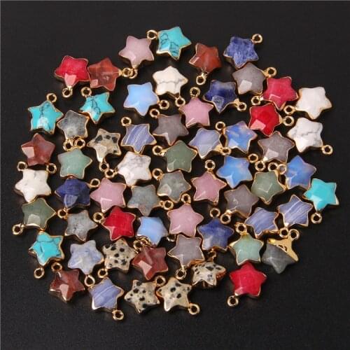 5pcs/lot Stone Charms Star 12x14mm Handmade Quartz Opal Aventurine Craft Pendant Making fit DIY For Bracelet Necklace Wholesale