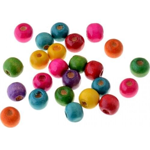 Free Shipping Random Mixed 50pcs 10x9mm Wood Dye Round Wooden Spacer Beads For DIY Crafts Kids Toys Beading Jewelry Making DIY
