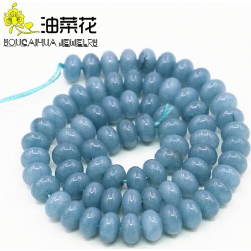 1 Strand/lot Natural Gem Blue Chalcedony Aquamarin Angelite Strand Beads Stone Abacus Shape Loose Spacer Beads for DIY Jewelry