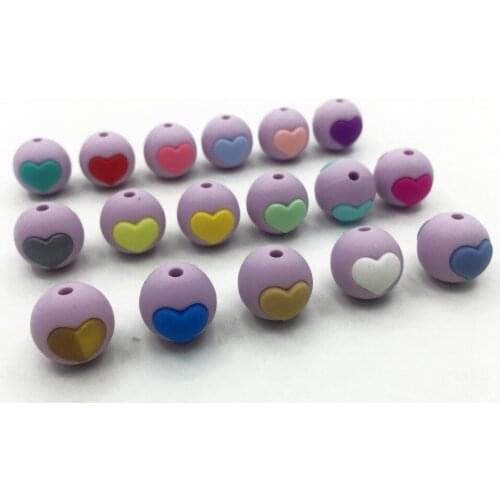 Taro bead with heart Shape Bracelet Accessories Craft Supplies 50pcs Baby Toy Food Grade Silicone Heart Shape Beads Baby Teether