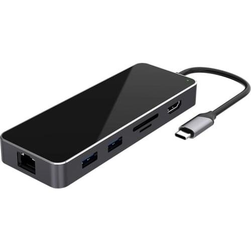 Type C Hub USB-C Laptop Docking Station 11 in 1 Triple Display Adapter Compatible 3.5AUX HDMI Low Temperature For Notebook