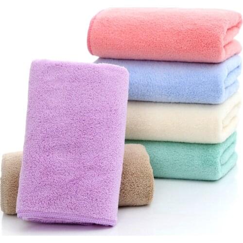 1 Pc Microfiber Breathable Home Towels 35*75Cm Face Towel Coral Velvet Towel Soft Beach Towel Solid Color Long Towels Home Use