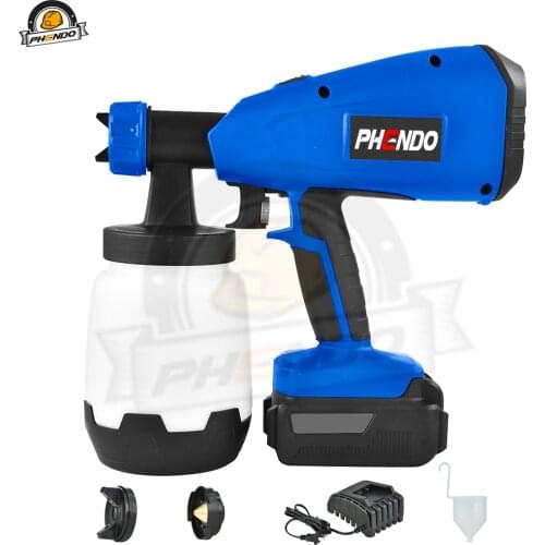PHENDO Electric Spray Gun 18V Li-On Rechargeable Paint Sprayer HVLP Cordless Control Airbrush Easy Spray Perfect for Beginner