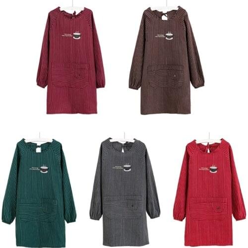 Long-Sleeved Kitchen Aprons with Pockets For Women Cooking Baking BBQ and Gardening Cleaning Work Creating Art Cafes K0AB