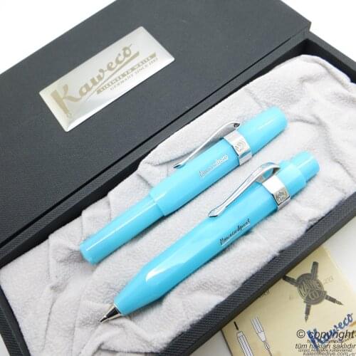 Kaweco Frosted Sport Turquoise Pencil Set 07 Tip Pen + Roller Pen Set | İsme Special Pen