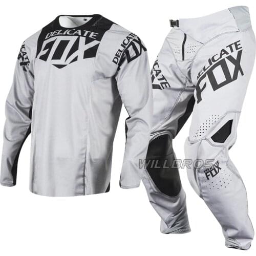 Delicate Fox MX 360 Kila Racing Grey Jersey Pants Motocross Dirt bike Sports MTB ATV Mens Gear Set