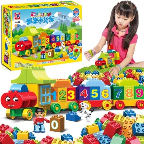 50pcs Large Particles Number Train Building Blocks DIY Number Bricks Educational City Train Kids Toys For Children Gift